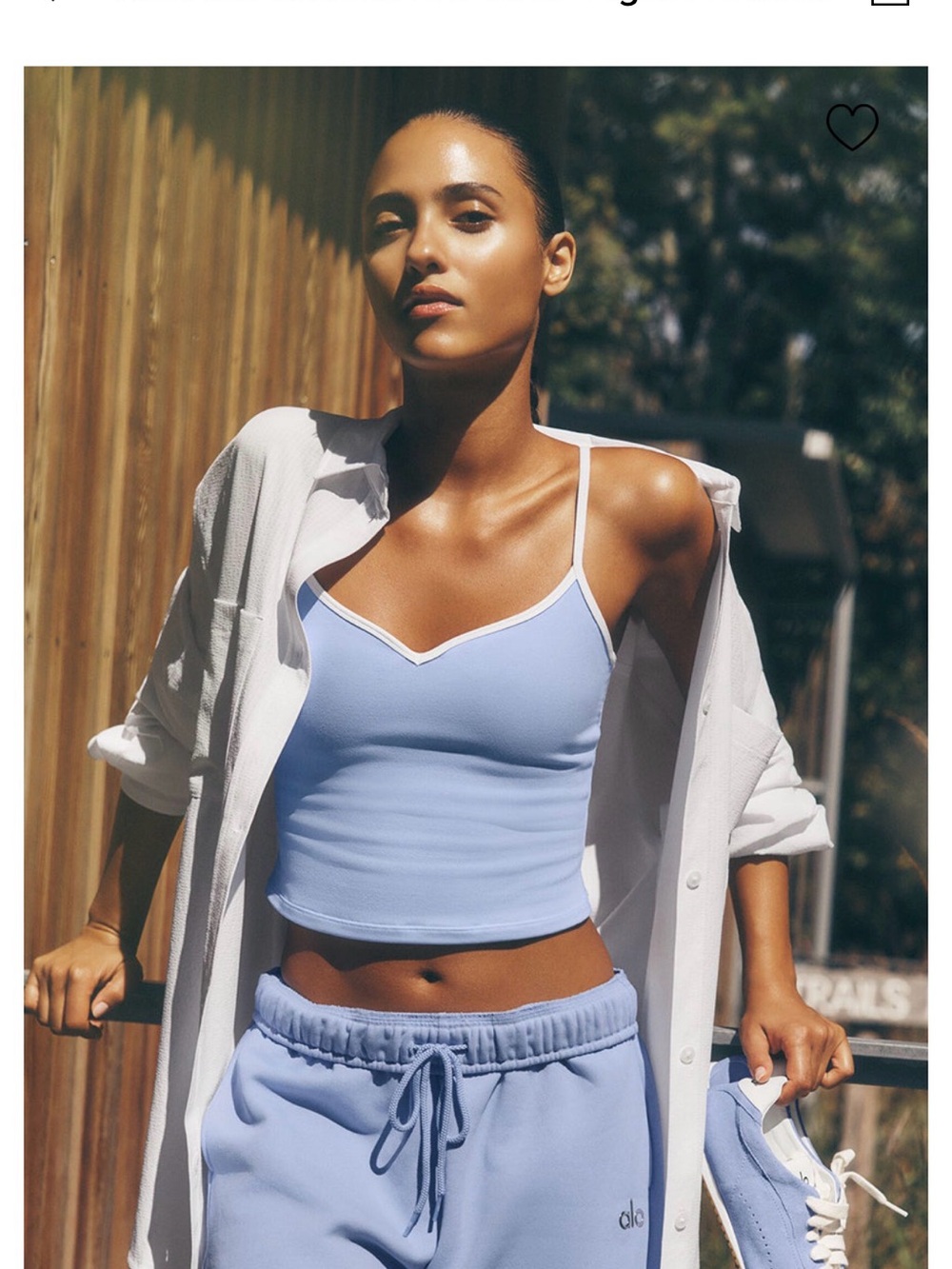 alo yoga Airbrush Refined Bra Tank in light provence blue/white XXS